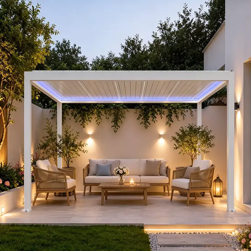 Como uma pérgola retrátil motorizada com persianas pode transformar espaços ao ar livre?